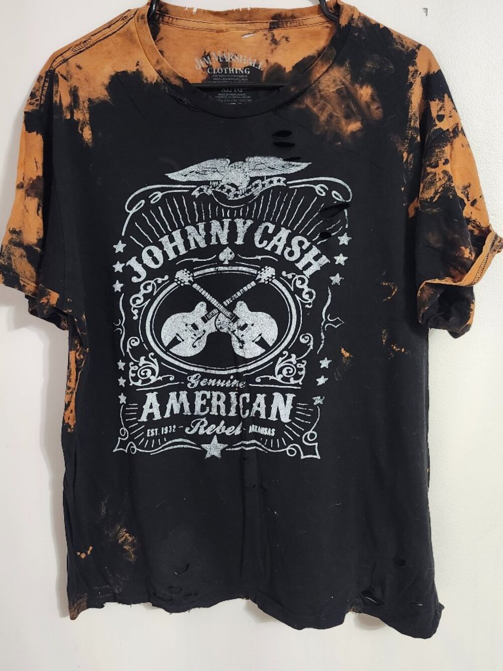 Bleached and distressed Johnny Cash shirt size XL